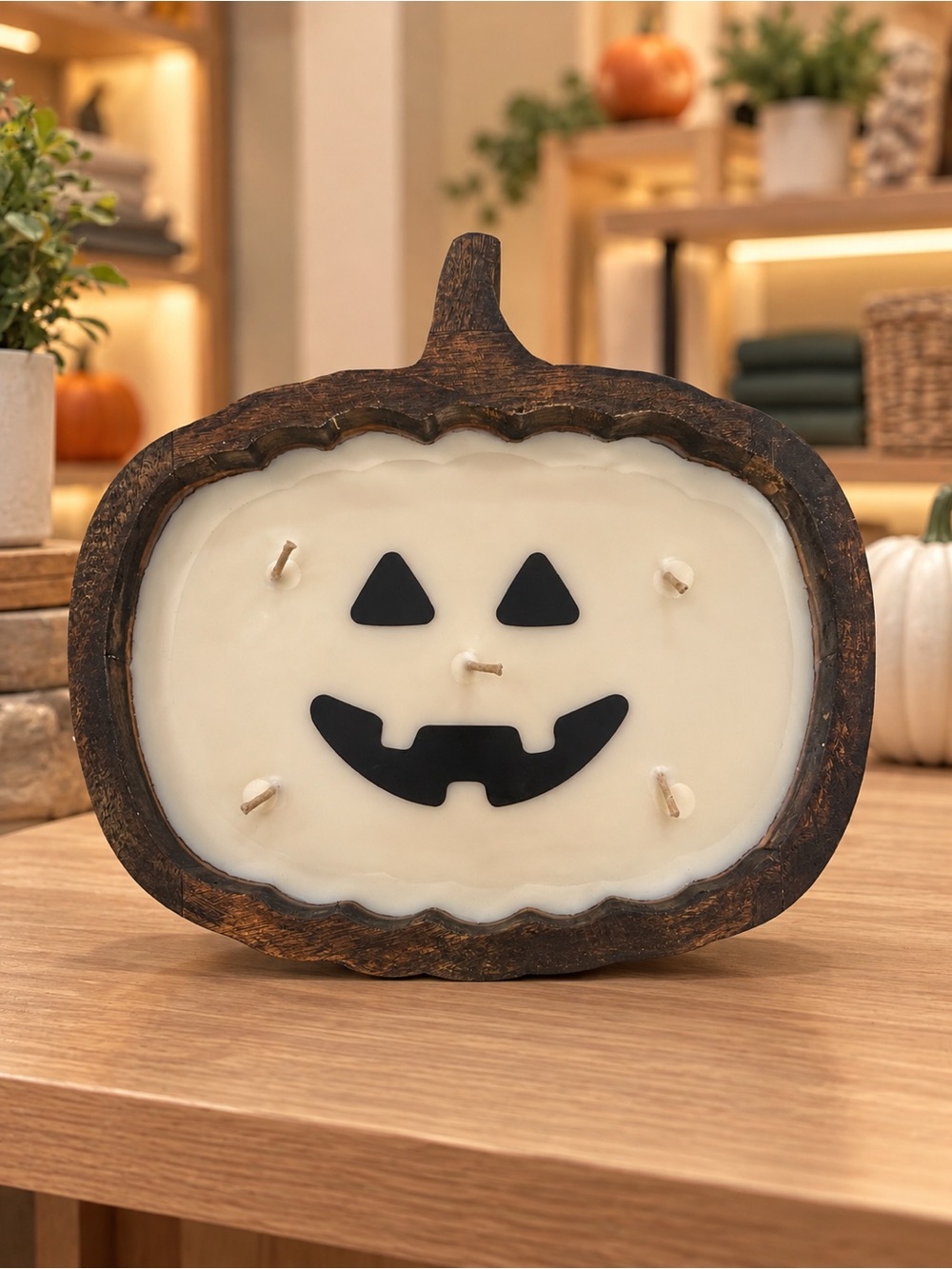 Rustic Pumpkin Jack-O'-Lantern Scented Candle - Cream